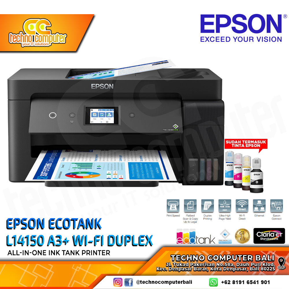 PRINTER EPSON EcoTank L14150 A3+ Wi-Fi Duplex All in One InkTank