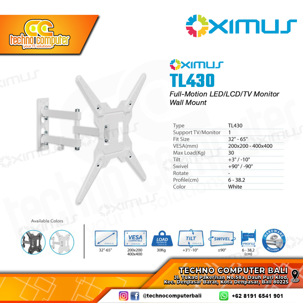 Bracket Monitor TV 32-65inch OXIMUS TL430 Wall Mount Bracket - White