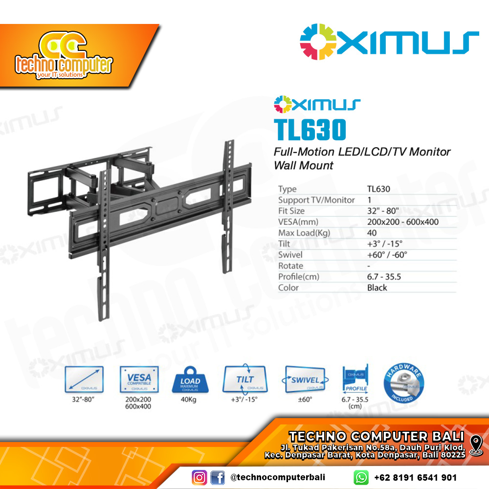 Bracket Monitor TV 32-80inch OXIMUS TL630 Wall Mount Bracket - Black