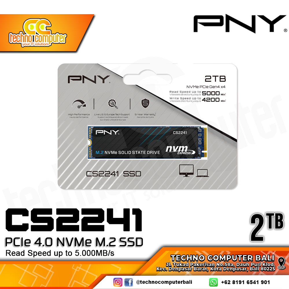 SSD PNY CS2241 M.2 NVMe 2280 PCIe Gen4 x4 - 2TB