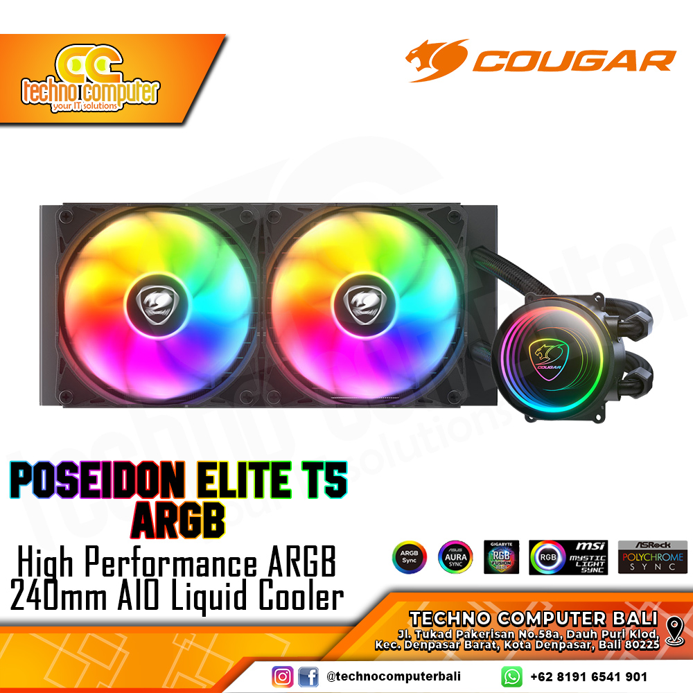 COUGAR POSEIDON ELITE T5 240 ARGB - CPU Cooler - 240mm AIO Liquid Cooler