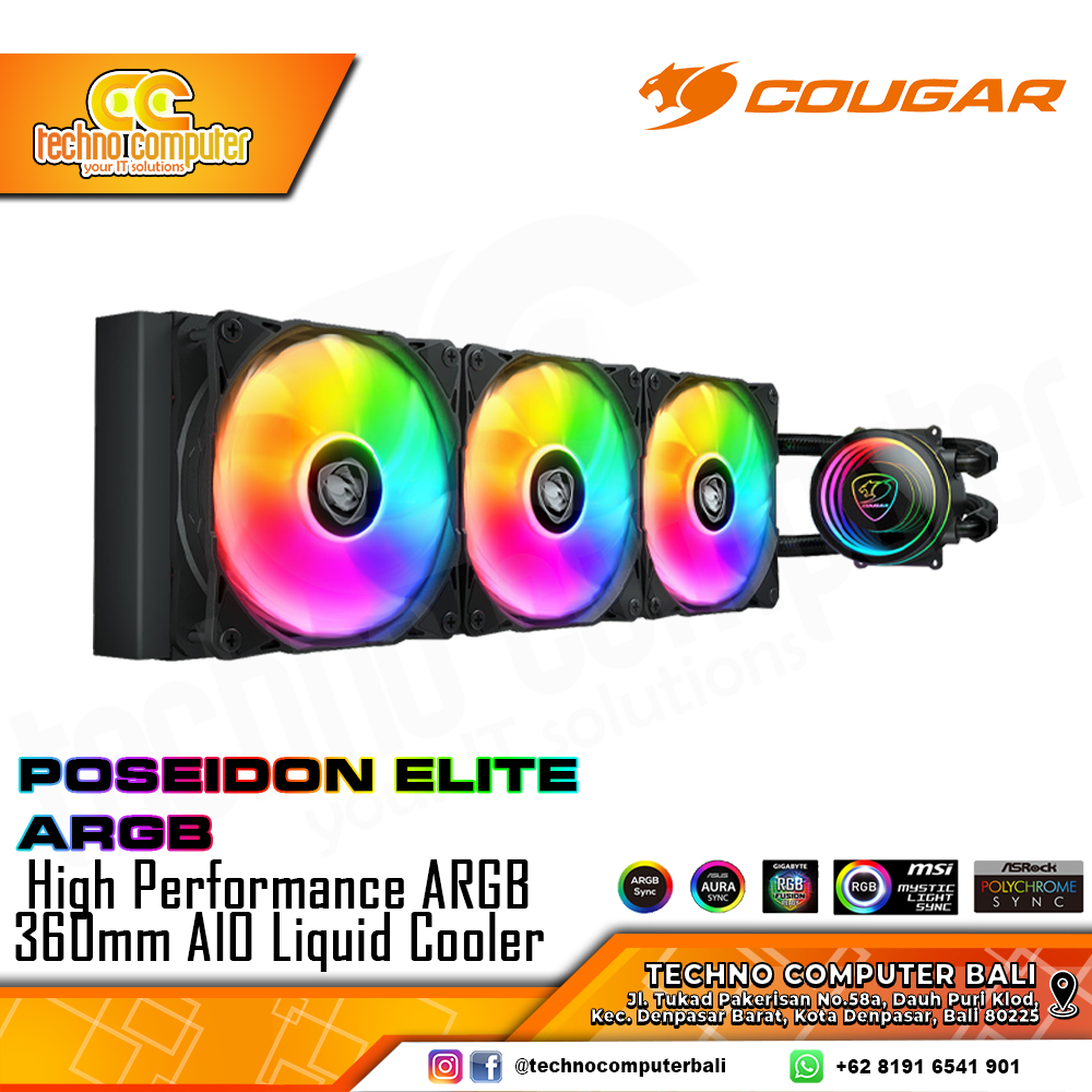 COUGAR POSEIDON ELITE 360 ARGB Black - CPU Cooler - 360mm AIO Liquid Cooler