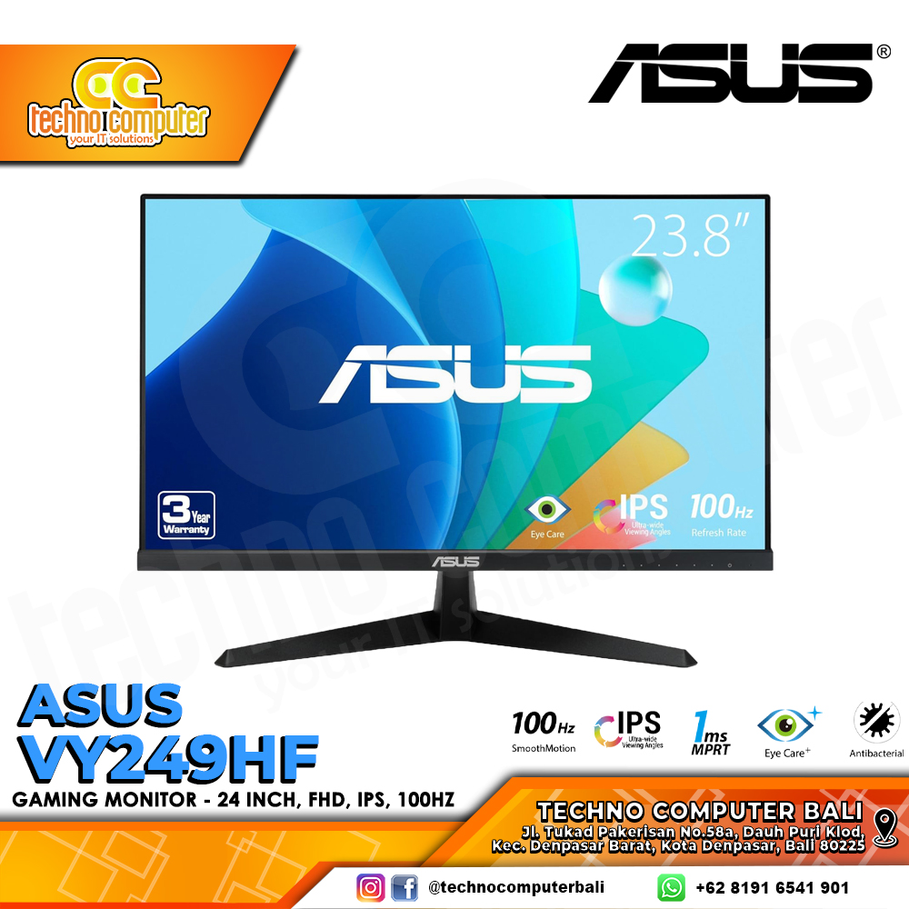 ASUS VY249HF Gaming Monitor - 24 inch, FHD (1920 x 1080), IPS, 100Hz, 1ms
