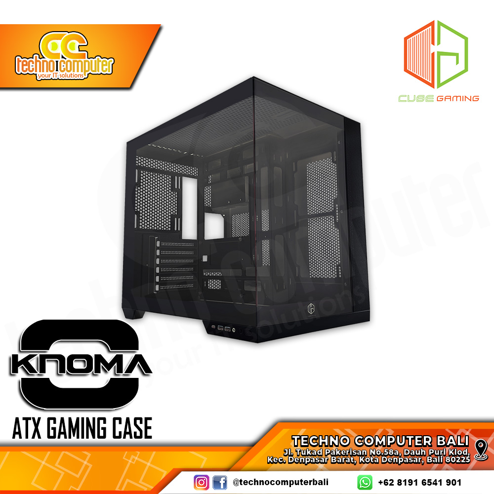 CASING CUBE GAMING KNOMA Black - Mid Tower ATX Case Tempered Glass