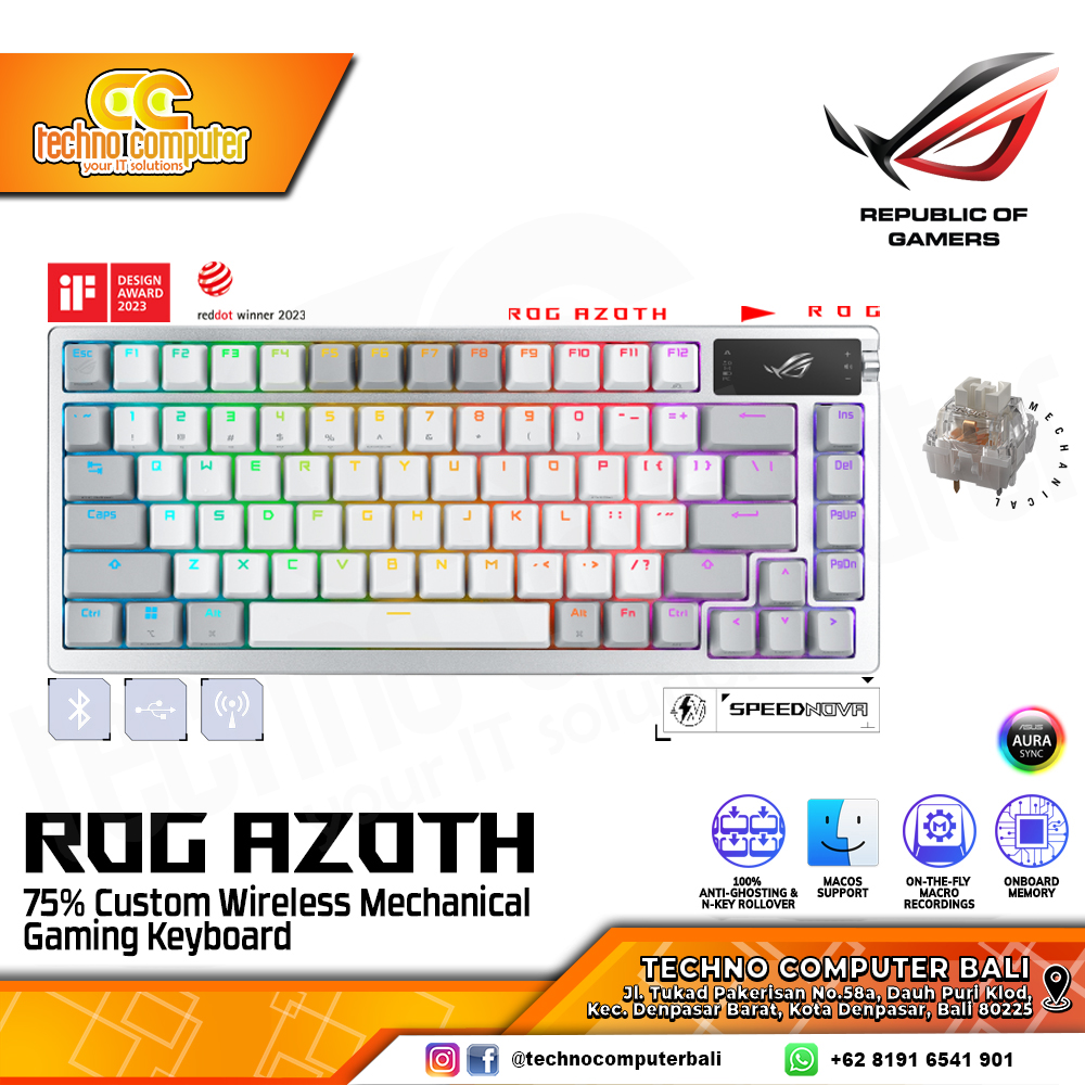 ASUS ROG Azoth White - Mechanical NX Snow Switch - Gaming Keyboard Wireless