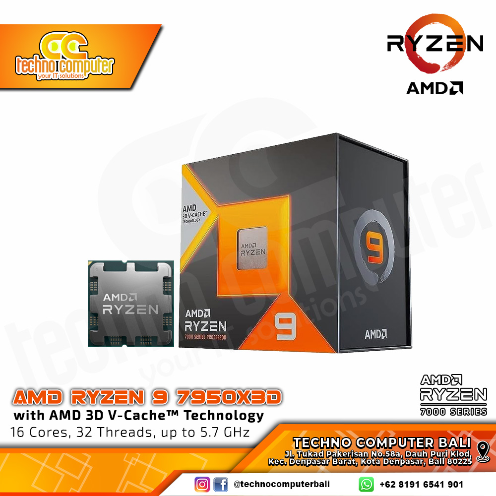 PROCESSOR AMD RYZEN 9 7950X3D - 16 Core 32 Thread Up to 5.7GHz - Socket AM5