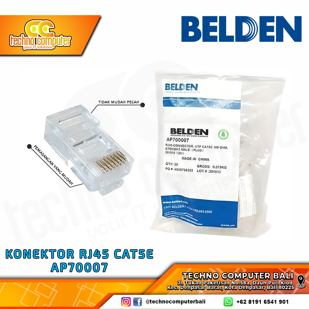 KONEKTOR RJ45 CAT5e BELDEN AP700007 - Satuan