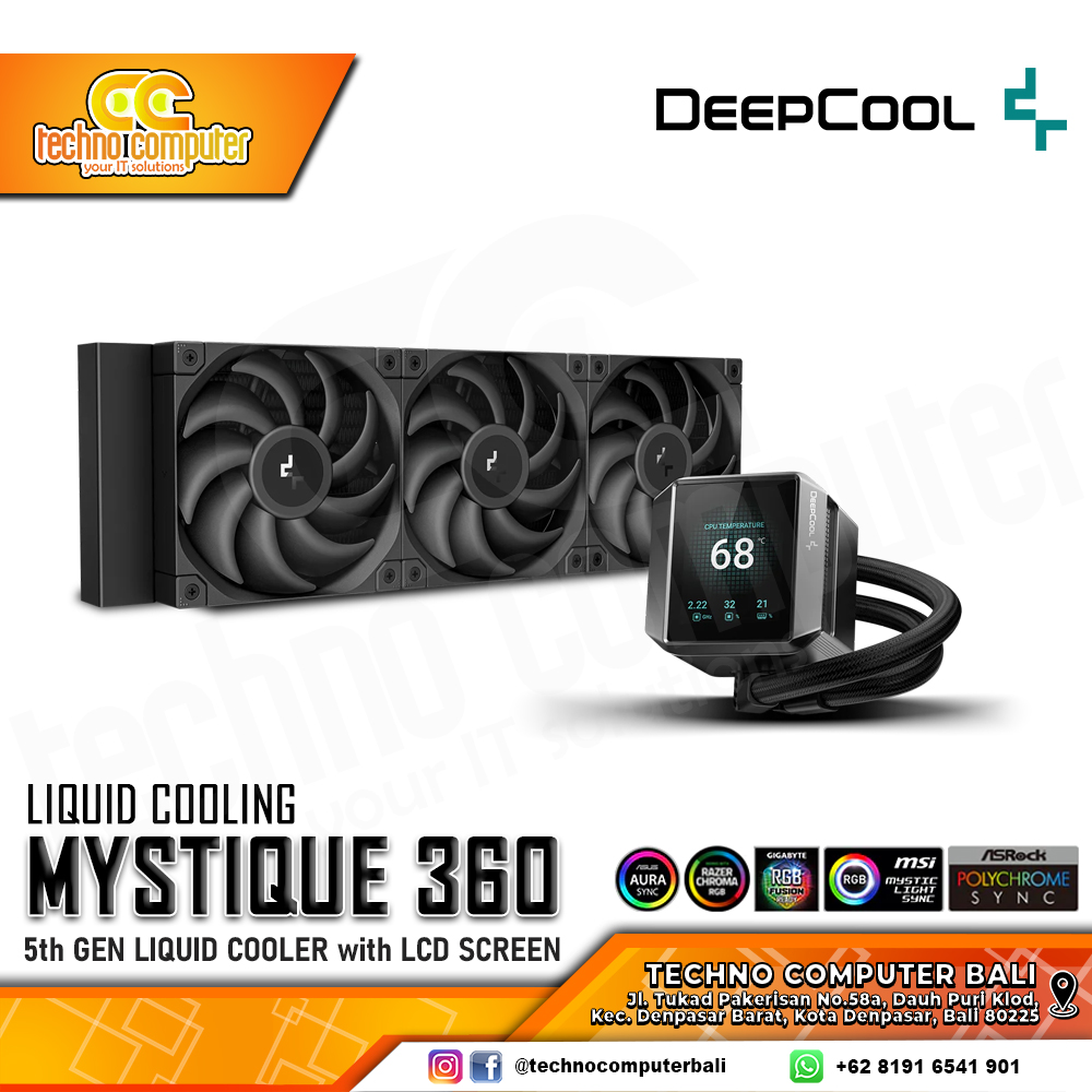 DEEPCOOL MYSTIQUE 360 ARGB with 2.8inch LCD Display - CPU Cooler - 360mm AIO Liquid Cooler