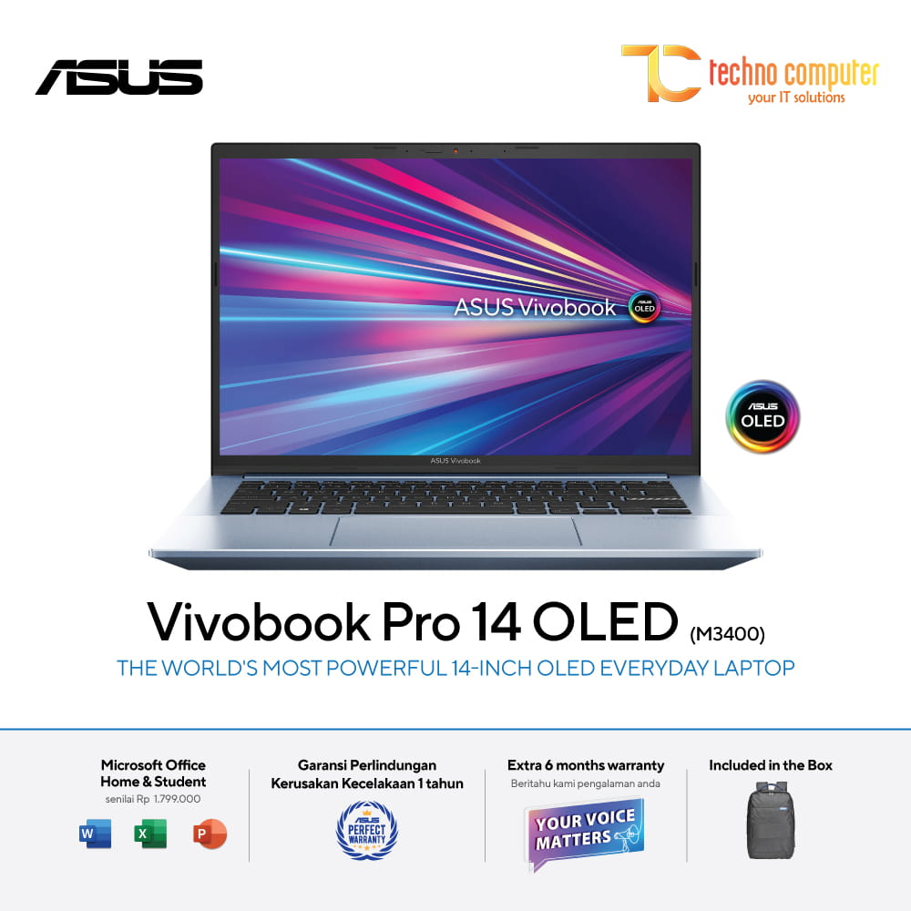 ASUS Vivobook Pro 14 OLED [M3400QA-OLEDS752] Ryzen 7-5800H/SSD 16GB/SSD 512GB/W11 Home + OHS 2021