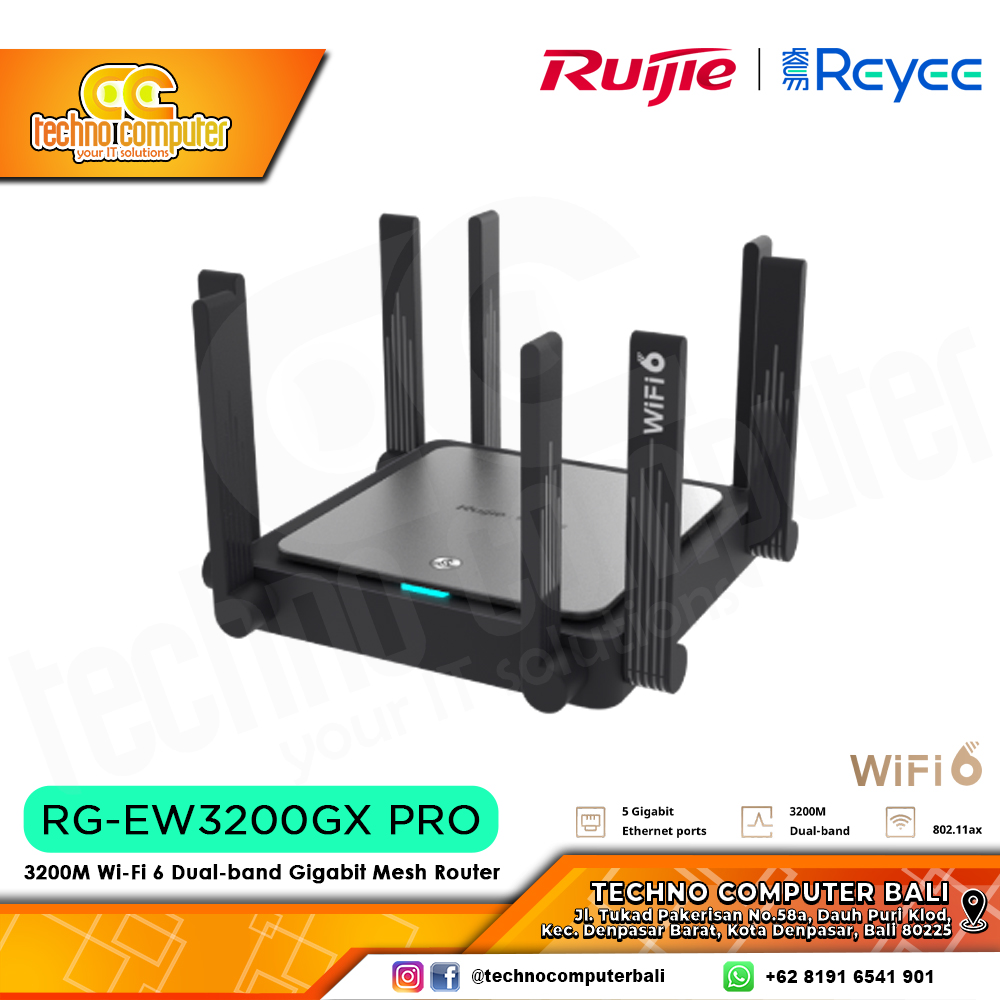 ROUTER RUIJIE/REYEE RG-EW3200GX PRO 3200M Wi-Fi 6 Dual-Band Gigabit Mesh Router