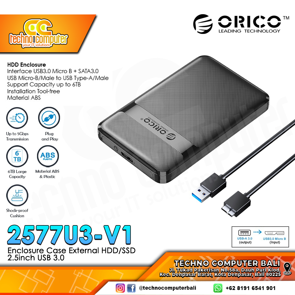 ORICO Enclosure Case External HDD SSD 2.5 inch SATA USB 3.0 - (2577U3-V1)