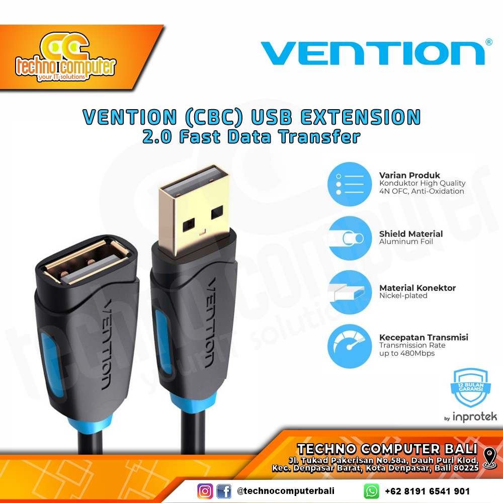 VENTION USB EXTENSION - USB 2.0 Male to Female - CBC 3M