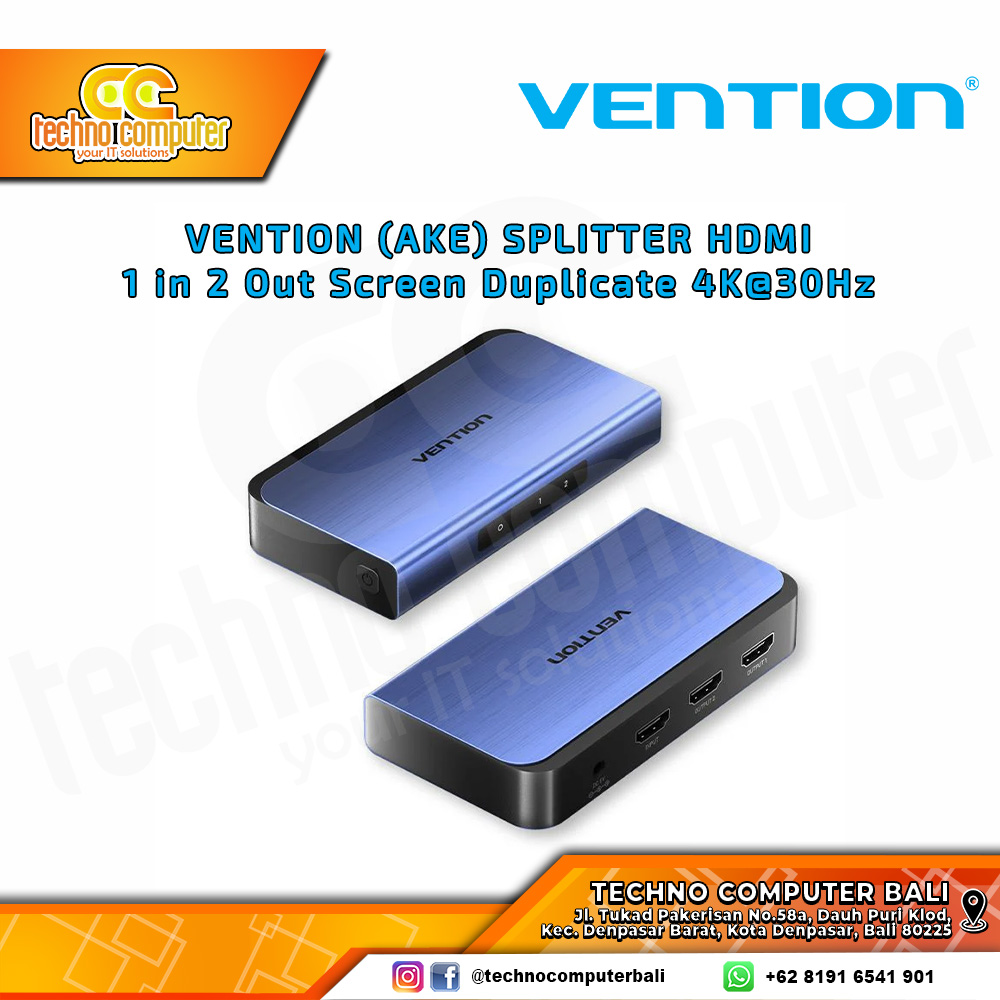 VENTION HDMI SPLITTER (1 in 2 Out) Screen Duplicate 4K@60Hz - AKEL0-EU