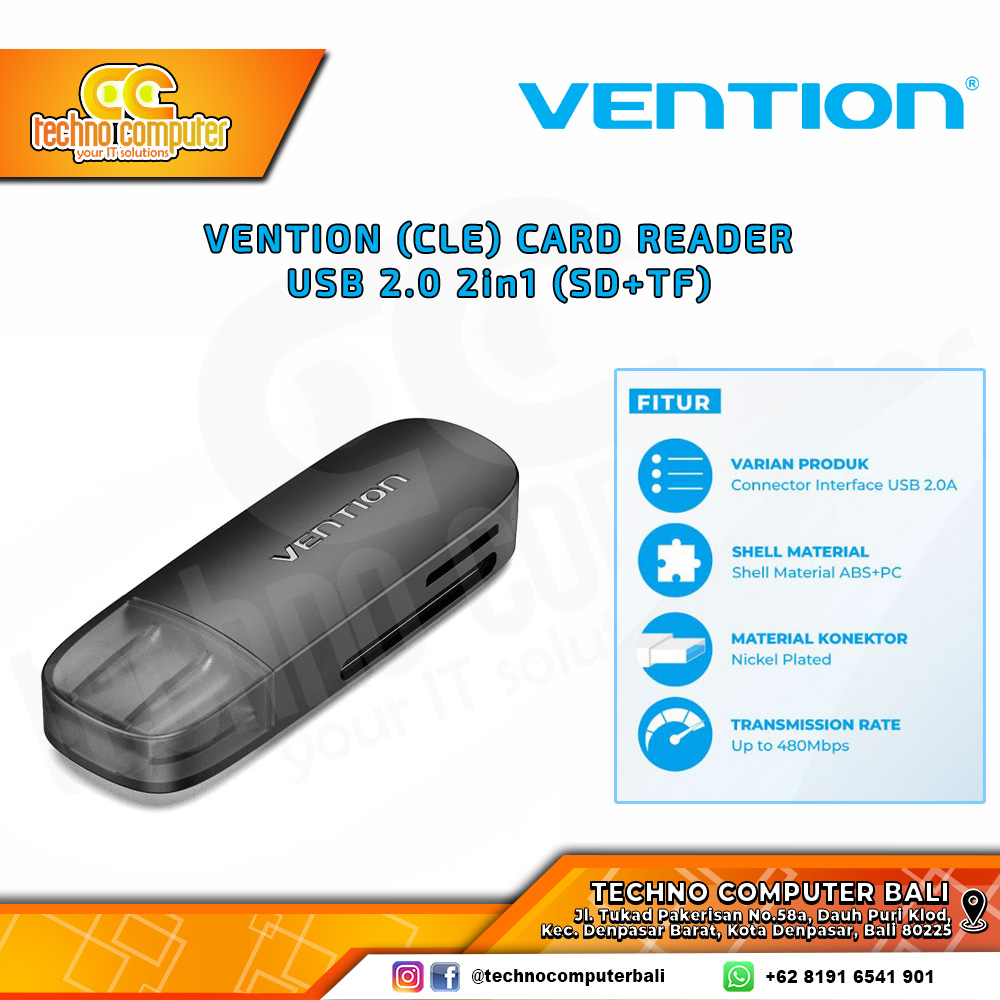CARD READER VENTION 2in1 (SD+TF) USB 2.0 - CLE
