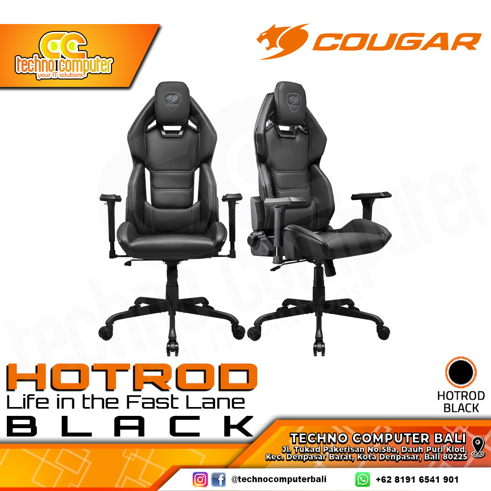 KURSI GAMING COUGAR HOTROD GAMING CHAIR 3D Armrest - HOTROD BLACK