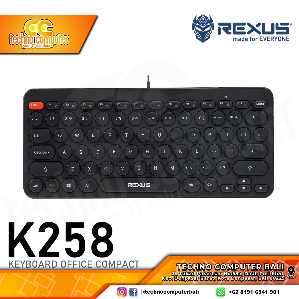 REXUS K258 Black - Office Keyboard