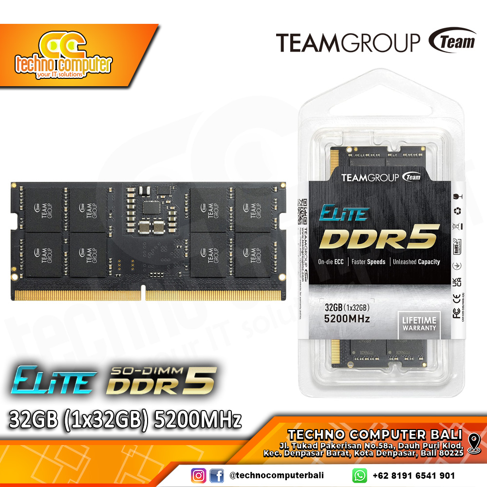 SODIMM DDR5 TEAM ELITE 32GB (1x32GB) Single 5200MHz