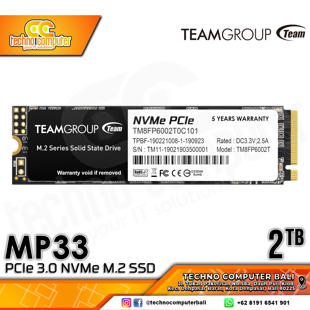 SSD TEAM MP33 M.2 NVMe 2280 PCIe Gen3 x4 - 2TB