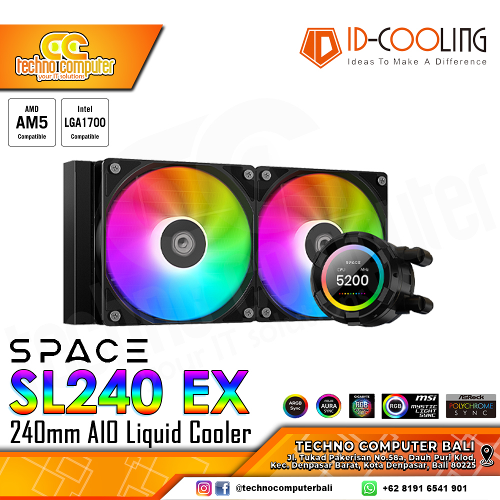 ID-COOLING SL240 XE SPACE with LCD Display - CPU Cooler - 240mm AIO Liquid Cooler