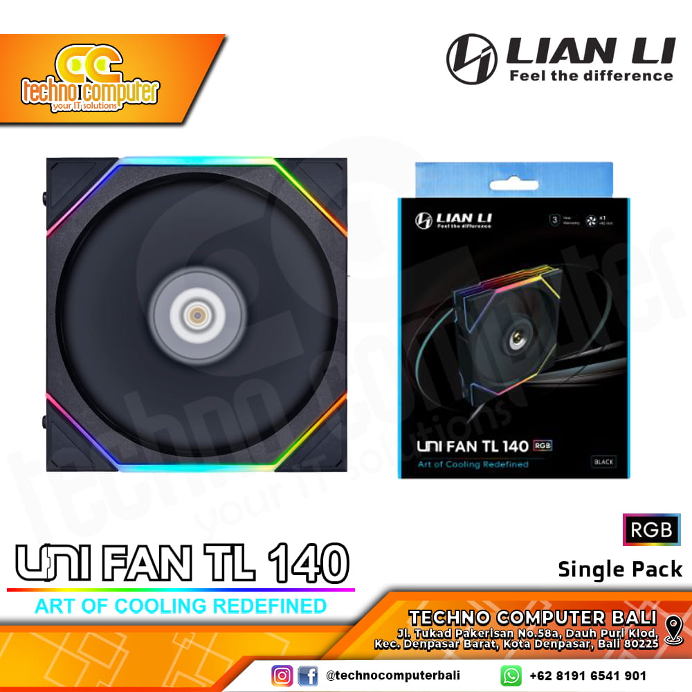FAN CASING LIAN LI UNI FAN TL 140 BLACK - 140mm Single Pack ARGB Fan