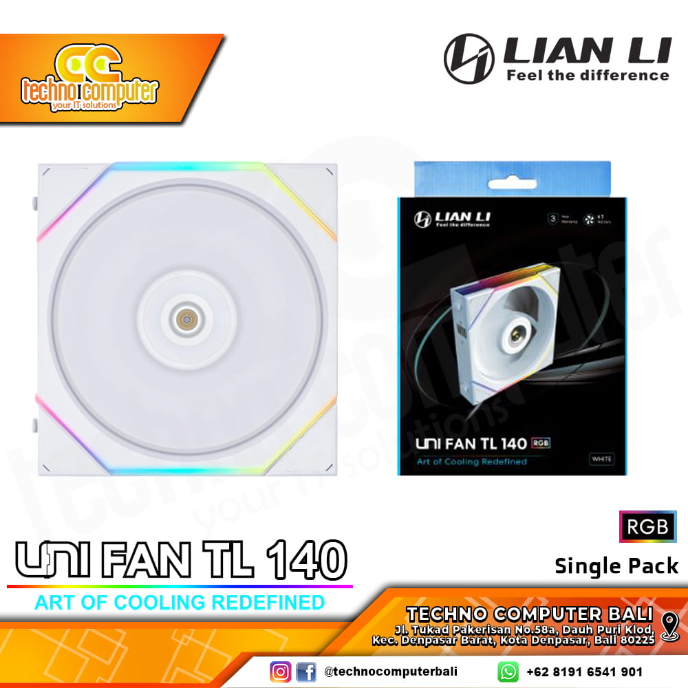 FAN CASING LIAN LI UNI FAN TL 140 WHITE - 140mm Single Pack ARGB Fan