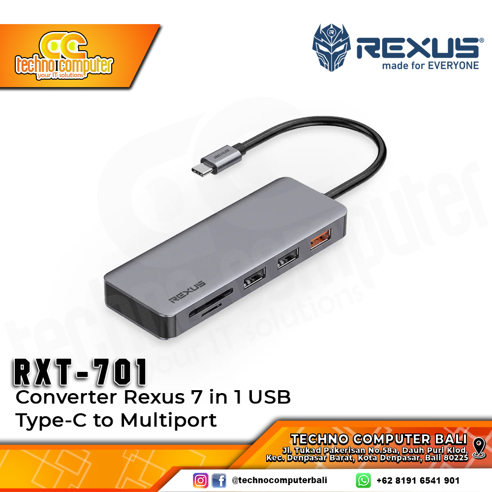Converter Rexus 7 in 1 RXT-701 USB Type-C to Multiport