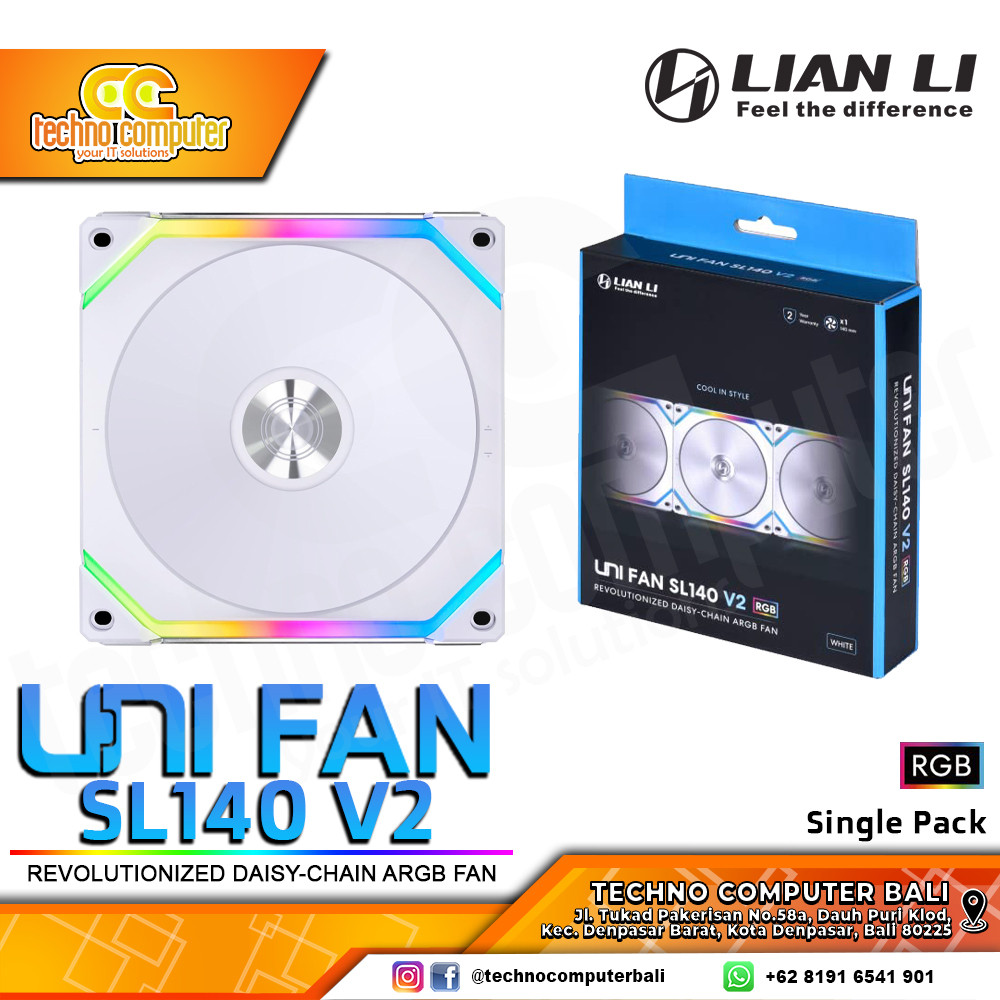 FAN CASING LIAN LI UNI FAN SL140 V2 WHITE - 140mm Single Pack ARGB Fan