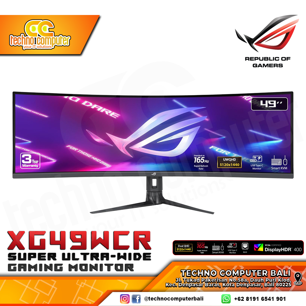 ASUS ROG STRIX XG49WCR Super Ultra-Wide Curved Gaming Monitor - 49 inch, DQHD (5120 x 1440), 160Hz, 