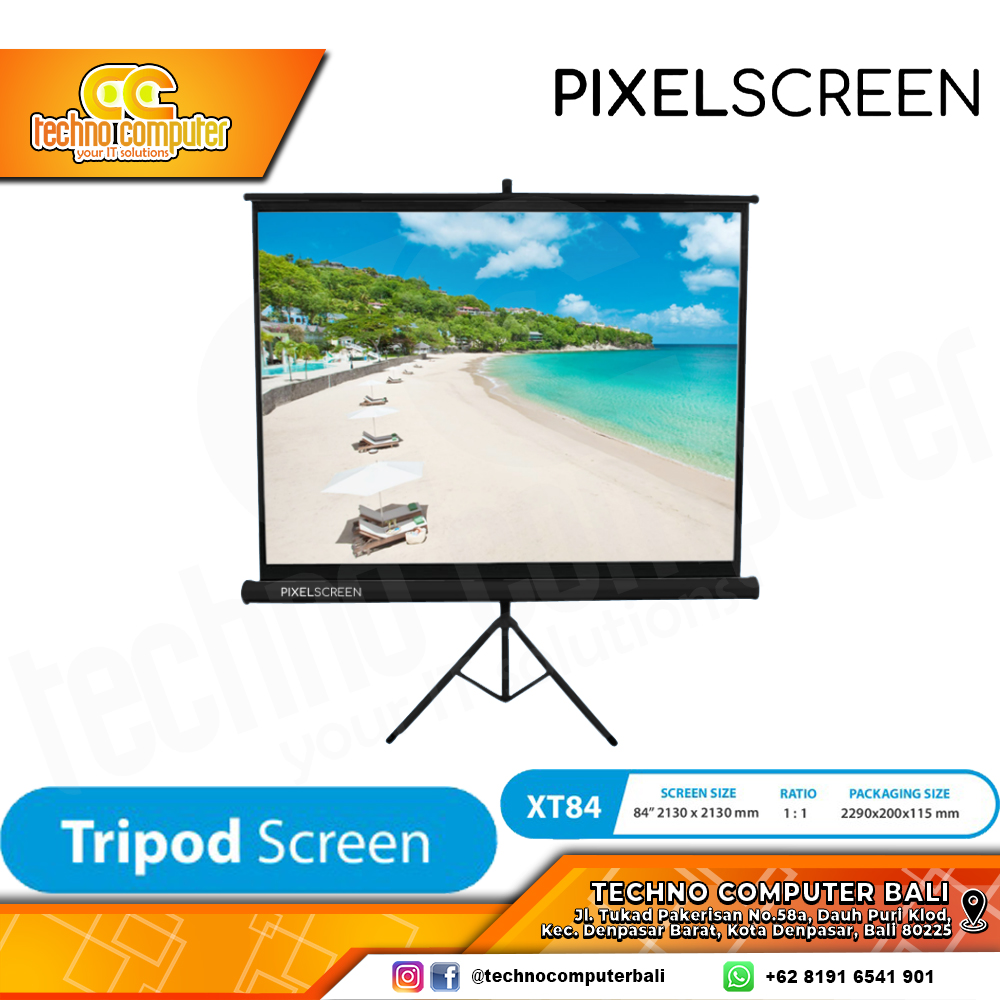 PIXELSCREEN Projector Tripod Screen XT84 84 inch