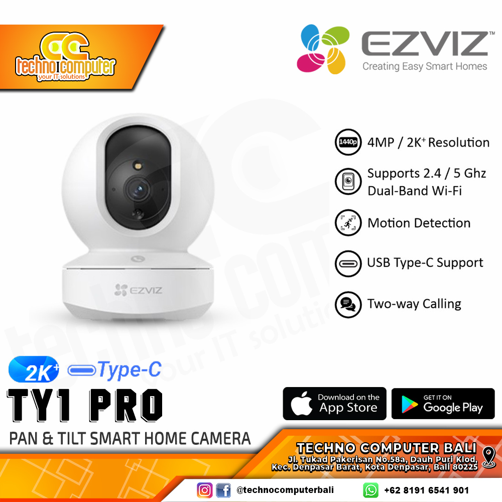 EZVIZ TY1 Pro 4MP 2K+ INDOOR Smart Wi-Fi Pan/Tilt IP Camera CCTV