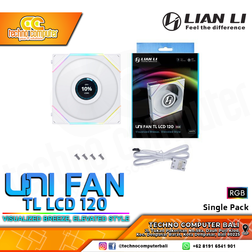 FAN CASING LIAN LI UNI FAN TL LCD 120 WHITE - 120mm Single Pack ARGB Fan
