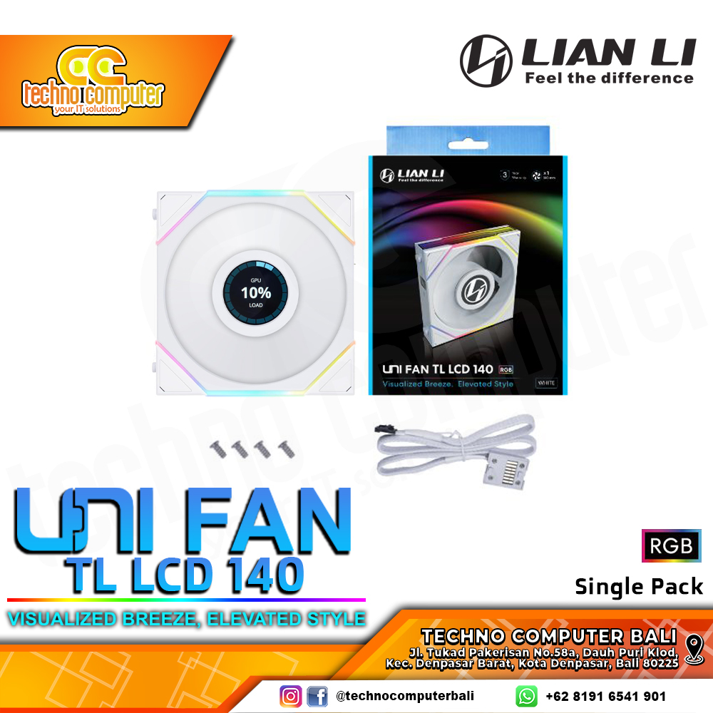 FAN CASING LIAN LI UNI FAN TL LCD 140 WHITE - 140mm Single Pack ARGB Fan