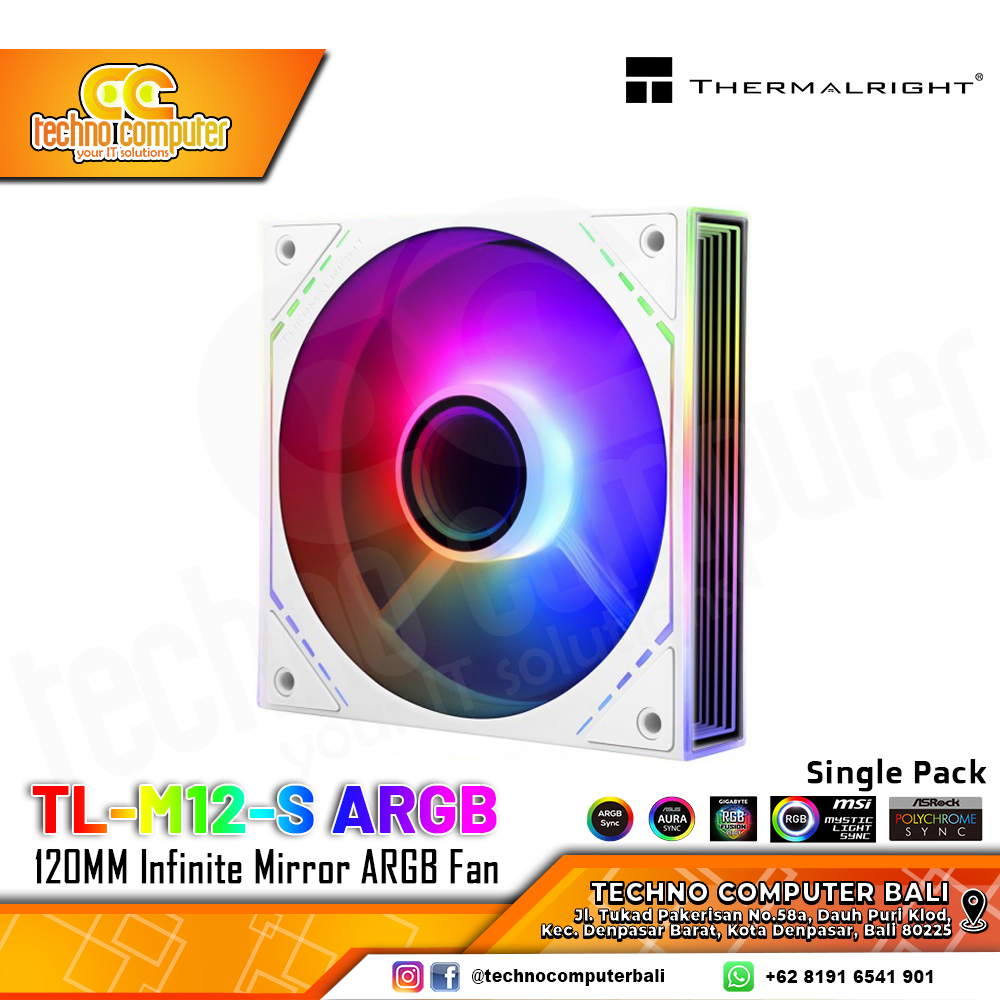 FAN CASING THERMALRIGHT TL-M12W-S ARGB White - 120mm ARGB PWM Fan Single Pack (BULK PACKAGE)