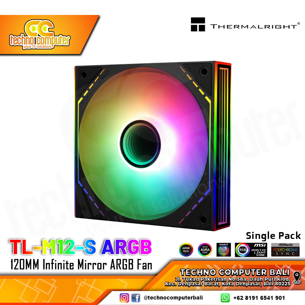 FAN CASING THERMALRIGHT TL-M12-S ARGB Black - 120mm ARGB PWM Fan Single Pack (BULK PACKAGE)
