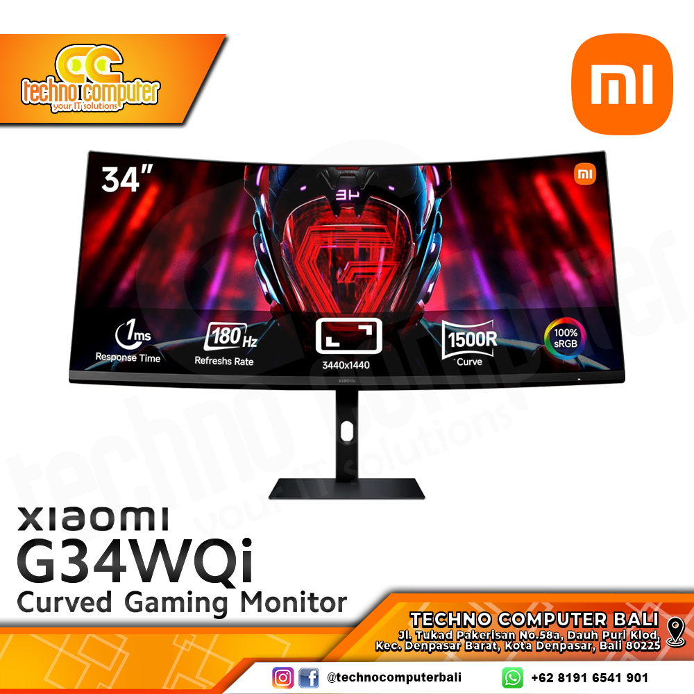 XIAOMI UltraWide Curved G34WQi Gaming Monitor - 34 inch, WQHD (3440 x 1440), 180Hz, 4ms