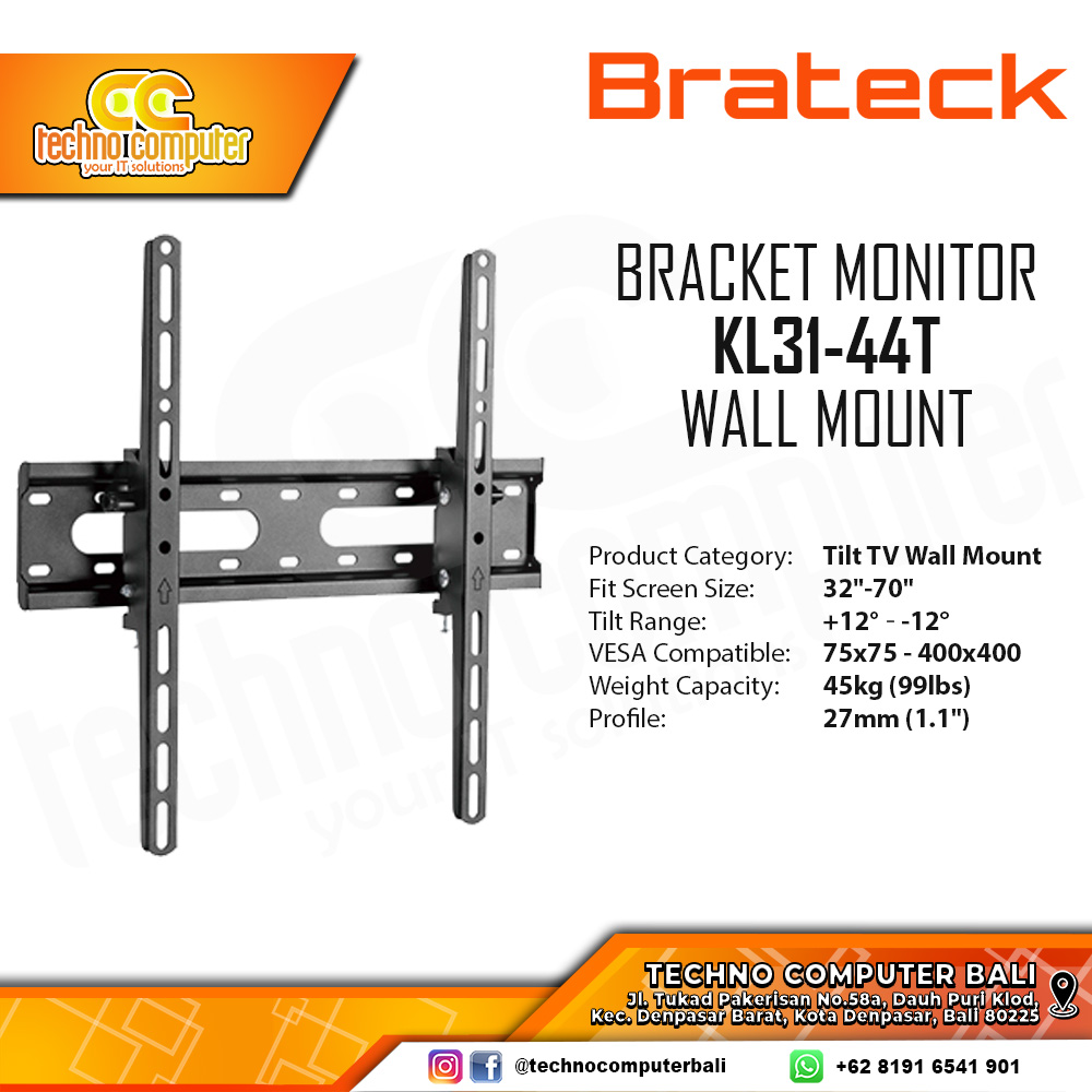 Bracket Monitor TV 32-70inch BRATECK KL31-44T Tilt Wall Mount Bracket