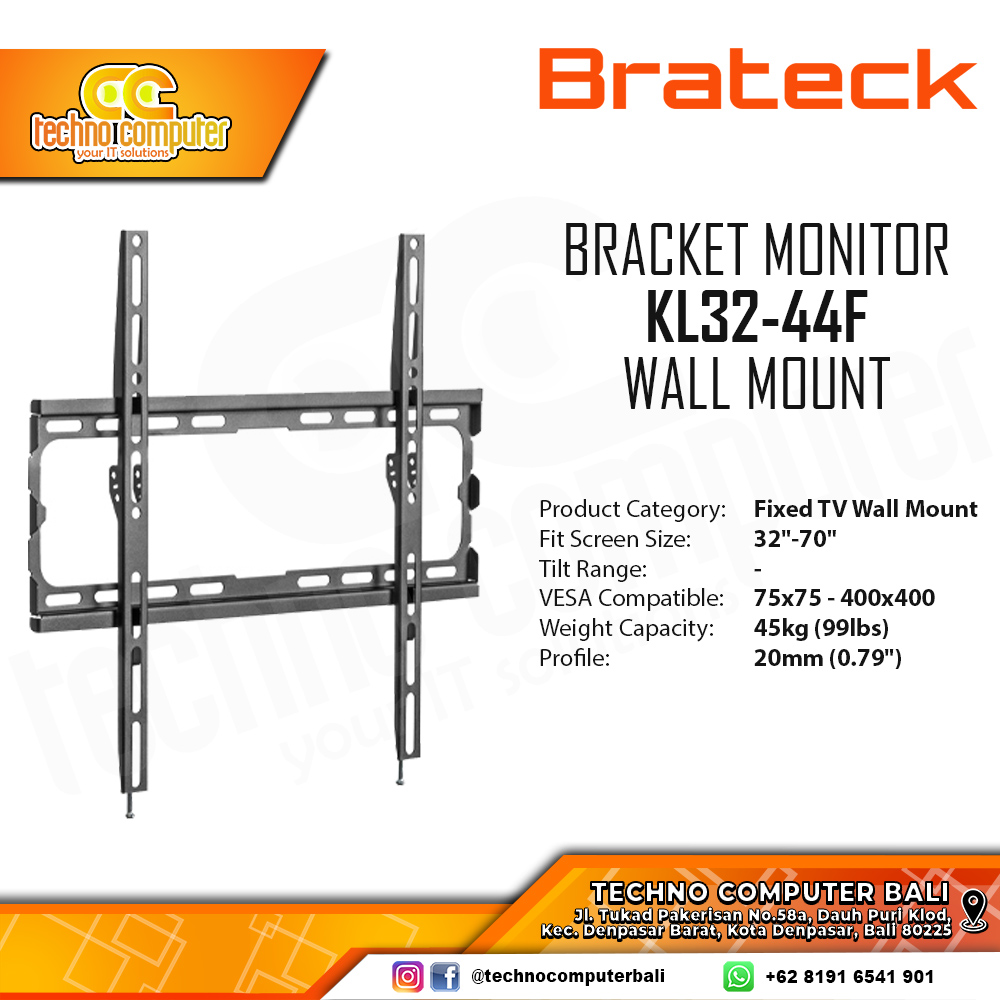 Bracket Monitor TV 32-70inch BRATECK KL32-44F Fix Wall Mount Bracket