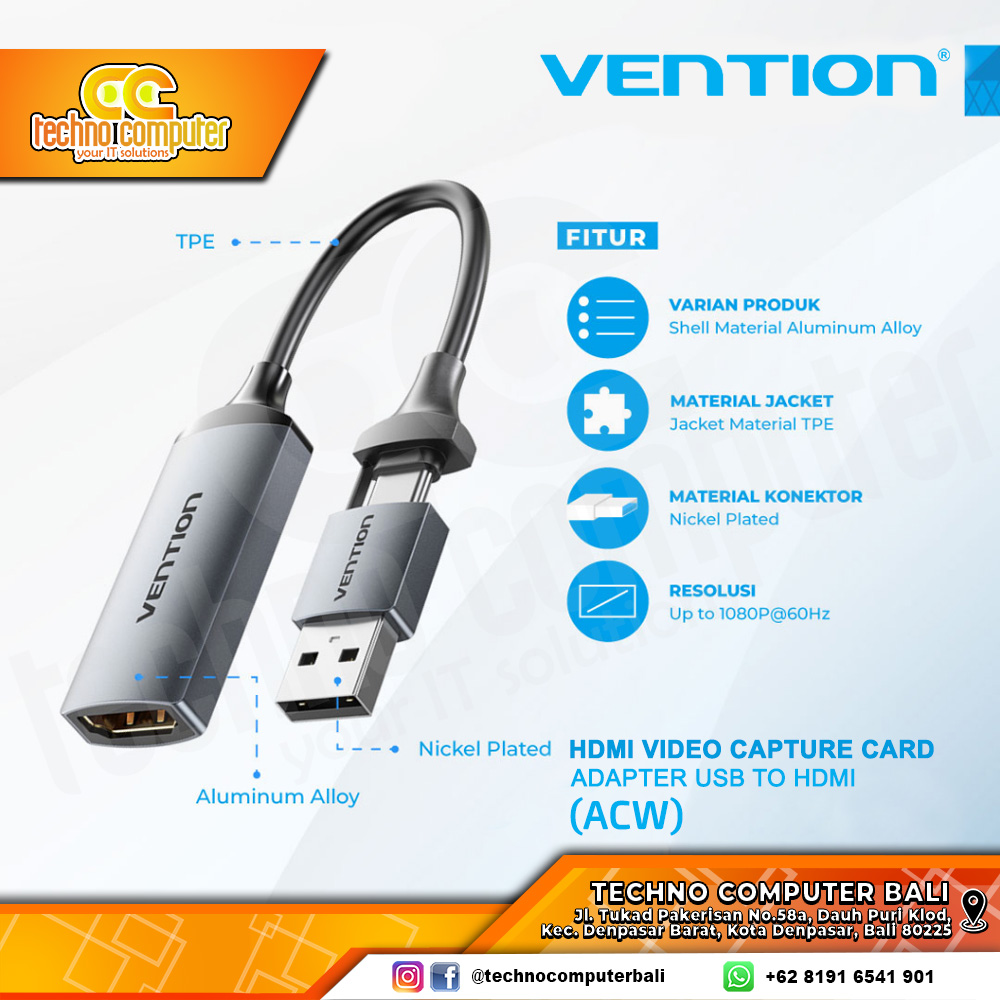 VENTION HDMI Video Capture Card USB to HDMI Game Capture - ACW