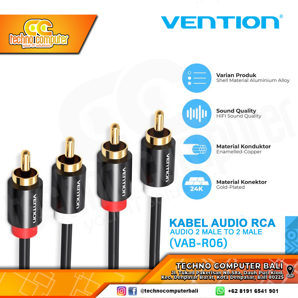 VENTION KABEL AUDIO RCA 2 Male to 2 Male for Speaker - VAB-R06 3M