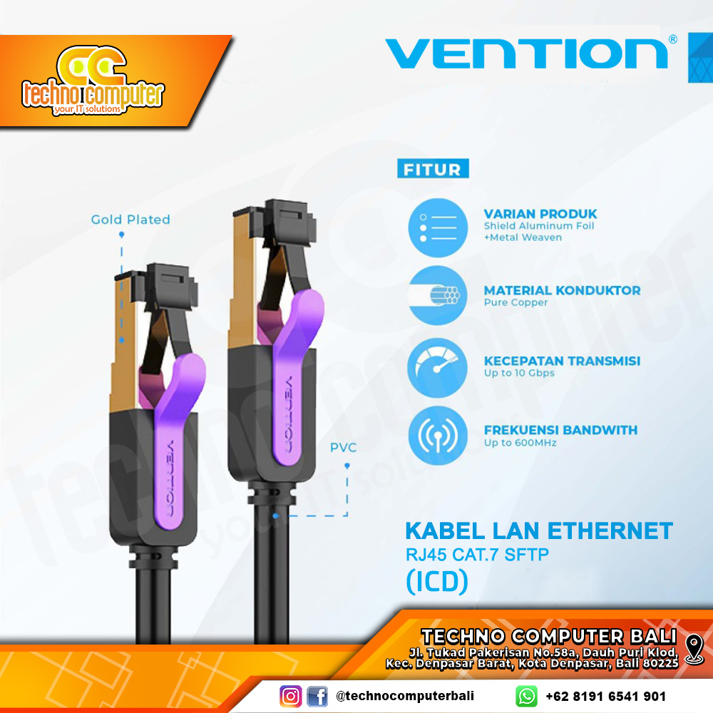 VENTION KABEL JARINGAN - LAN Cat7 SFTP Gigabit Network Patch - ICD 3M Black