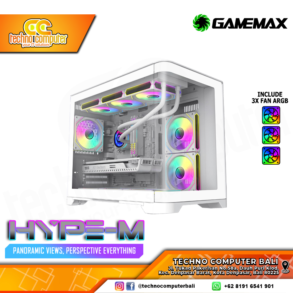 CASING GAMEMAX HYPE-M White - Mid Tower mATX Case Tempered Glass