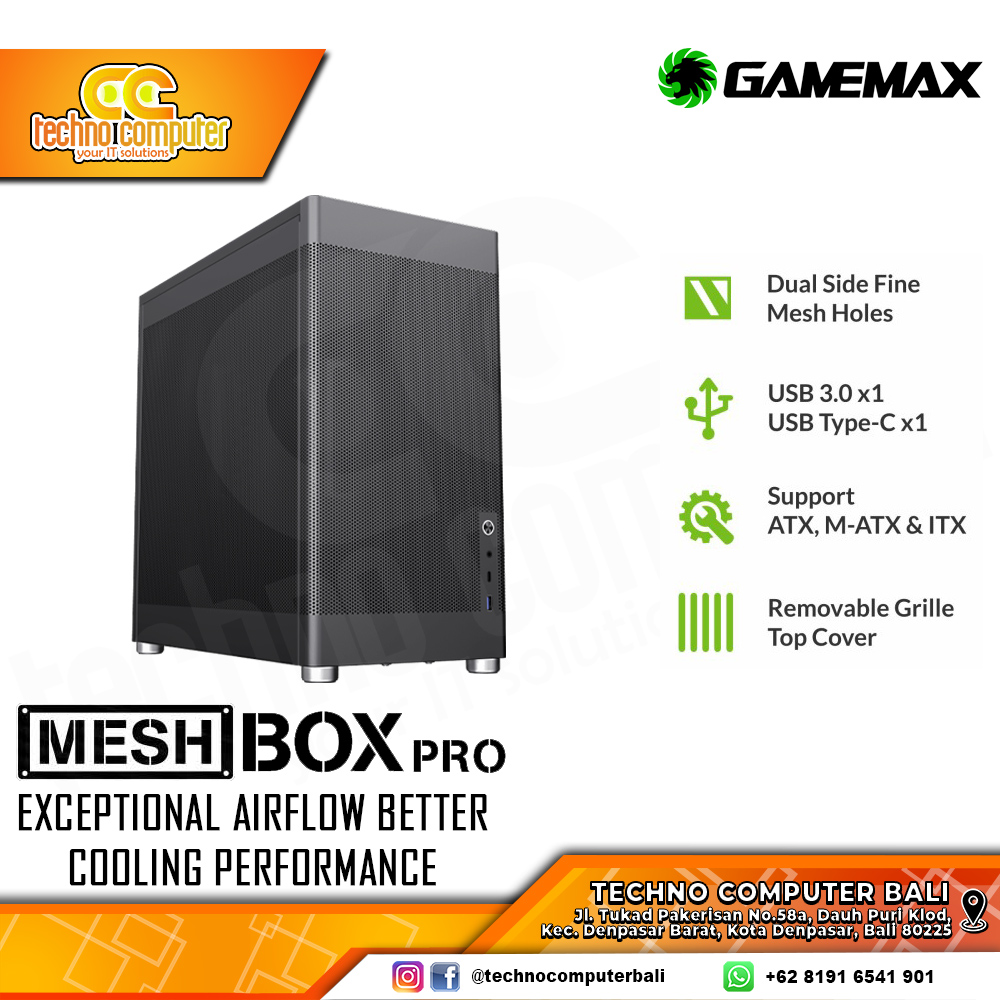 CASING GAMEMAX MESHBOX Pro Black - Mid Tower ATX Case Mesh