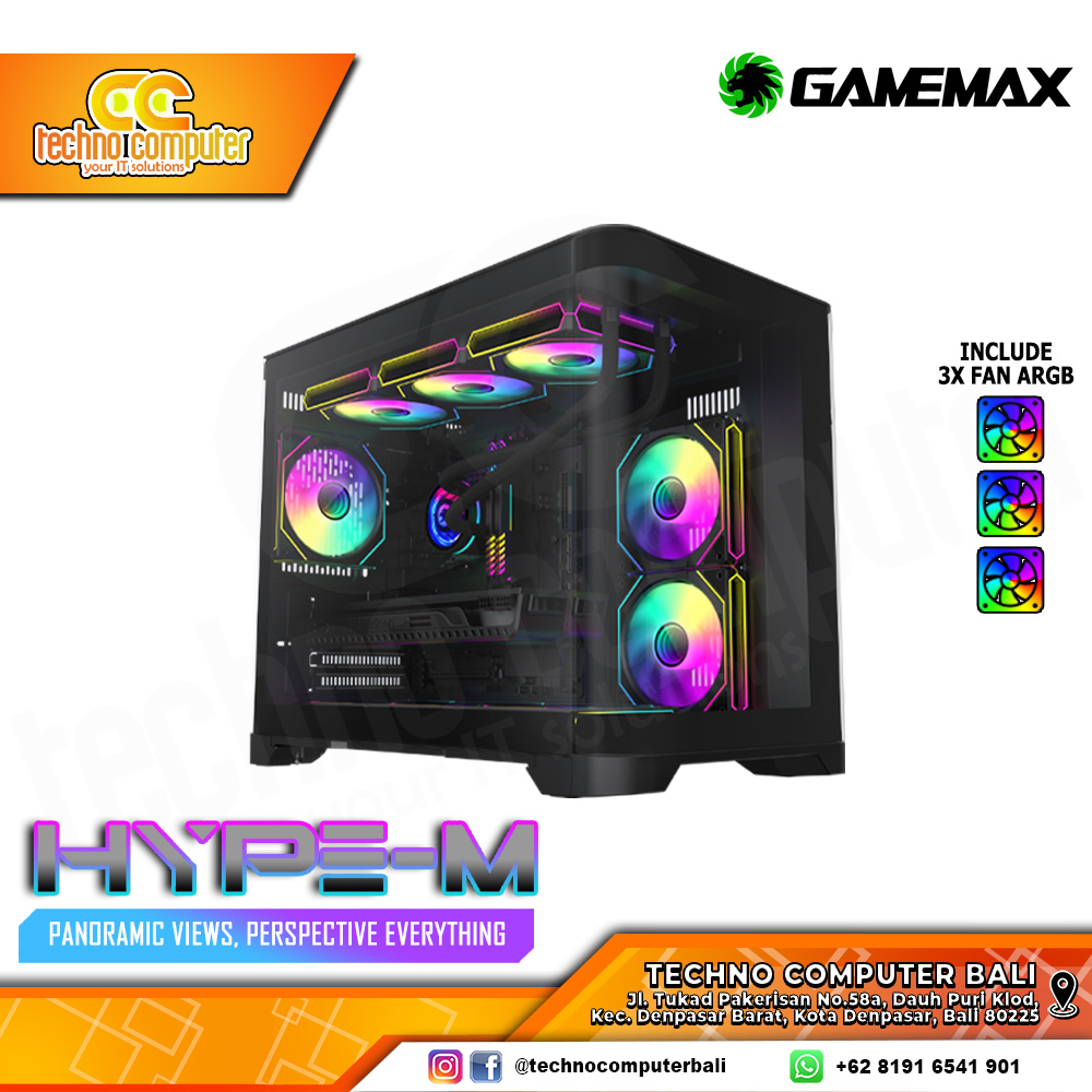 CASING GAMEMAX HYPE-M Black - Mid Tower mATX Case Tempered Glass
