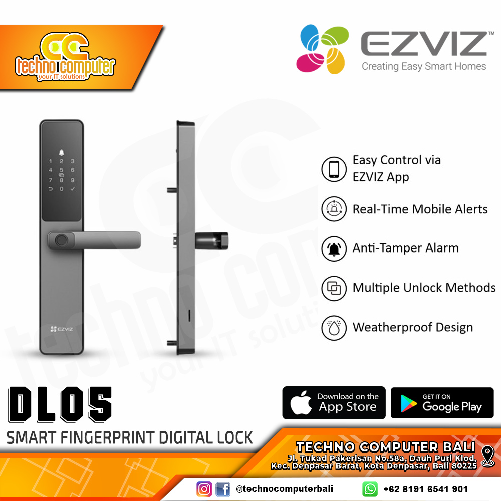 SMART DOOR LOCK EZVIZ DL-05 SMART Fingerprint & Push Pull Digital Lock