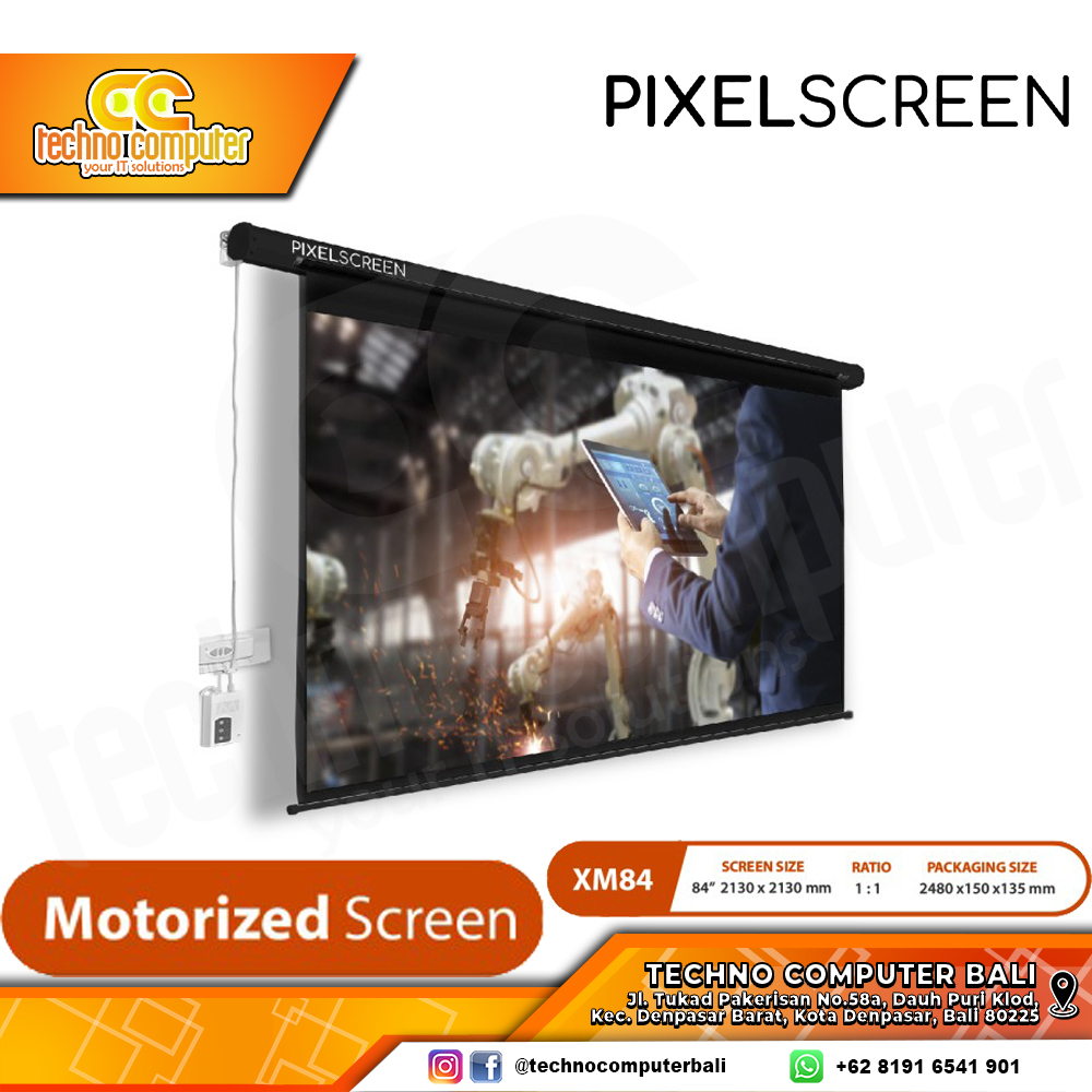 PIXELSCREEN Screen Projector Motorized 84 inch