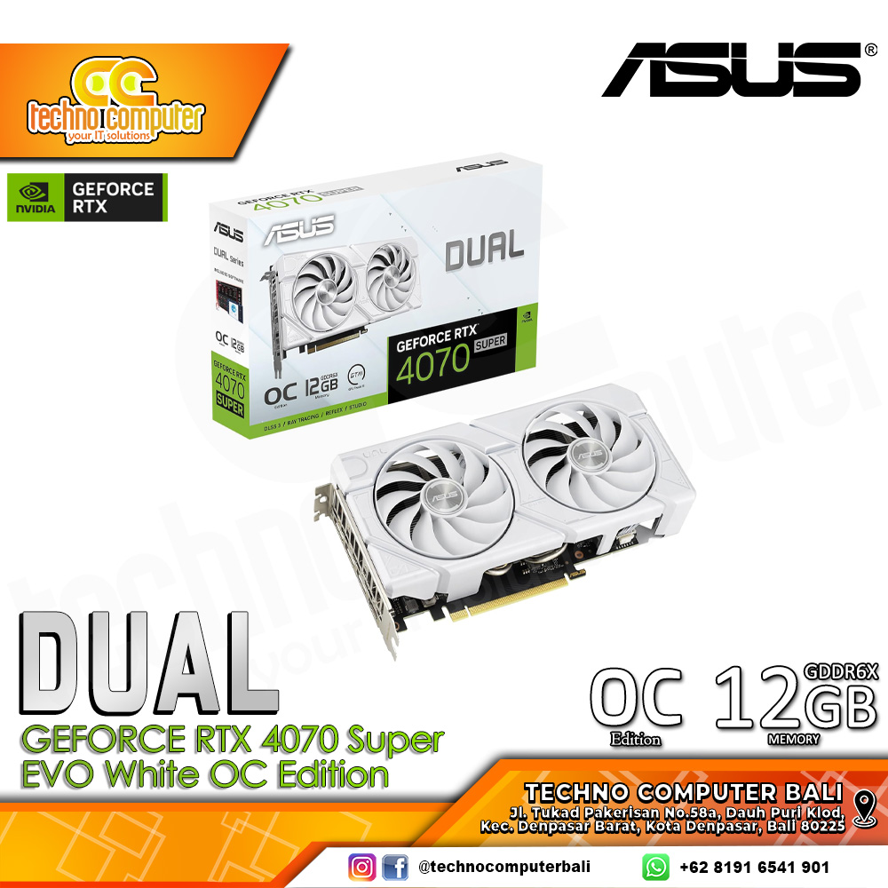 ASUS DUAL NVIDIA GeForce RTX 4070 SUPER EVO White OC Edition 12GB GDDR6X
