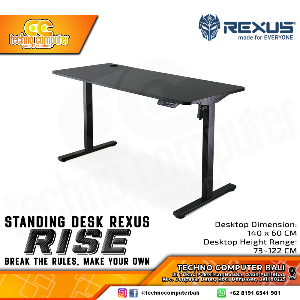 MEJA GAMING REXUS RISE RXD-146 BLACK GAMING DESK With Electric Adjustable Height