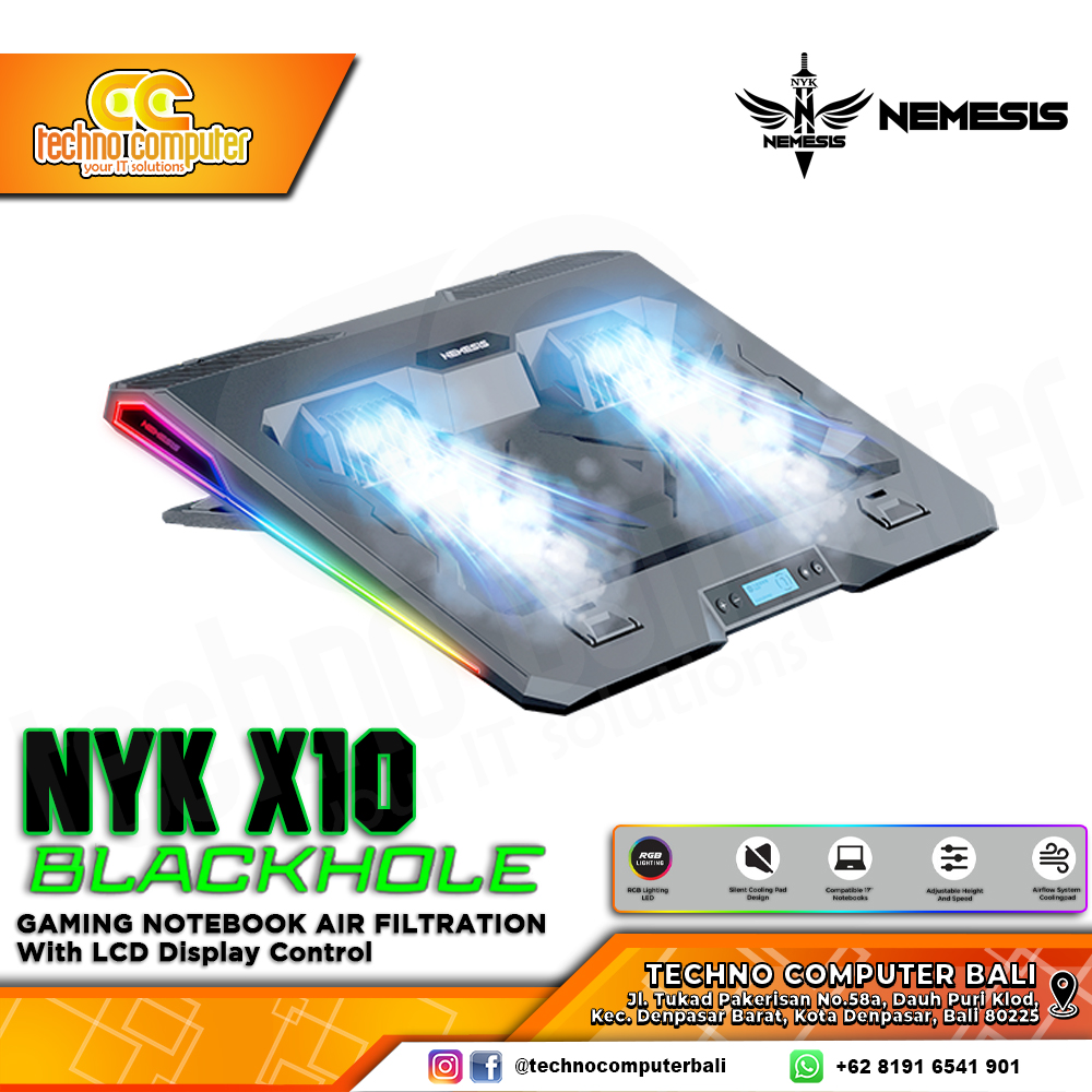 COOLINGPAD NYK X10 BLACKHOLE Air Flow Notebook CoolingPad Up to 17inch