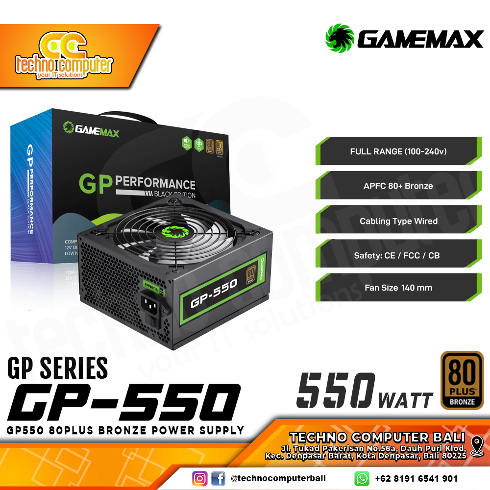GAMEMAX GP-550 550W 80+ Bronze - Non Modular