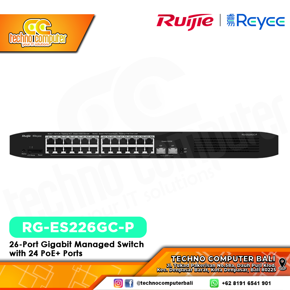 SWITCH POE RUIJIE/REYEE RG-ES226GC-P 26-Port Gigabit Smart Cloud Managed PoE Switch